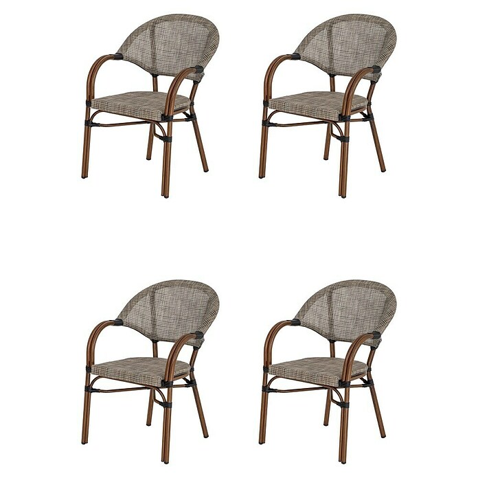 Acamp Stapelsessel Maui (4 Stk., Aluminium, Stapelbar, Braun, B x T x H: 60,5 x 56 x 85 cm) | BAUHAUS