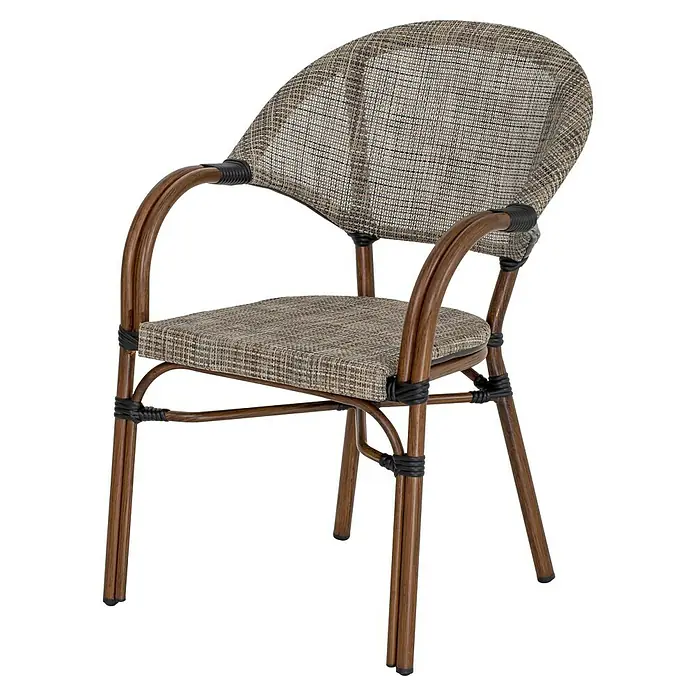 Acamp Stapelsessel Maui - 4 Stk., Aluminium, Stapelbar, Braun, B x T x H: 60,5 x 56 x 85 cm - Brauner Korbsessel mit Armlehne für den Innen- und Außenbereich, ideal für Terrasse und Garten. Robustes Design für Komfort.