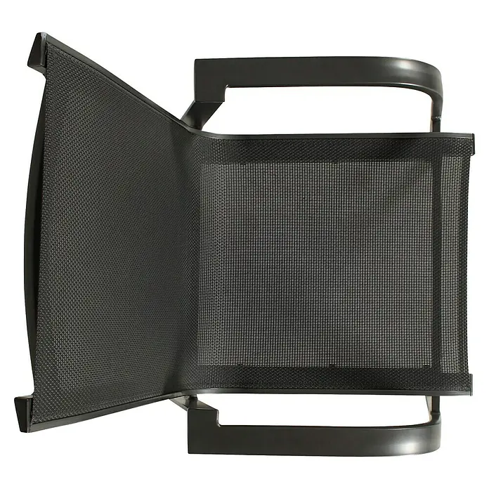 Acamp Stapelsessel Urban - 6 Stk., Aluminium, Acatex, Anthrazit, B x T x H: 62 x 69 x 97 cm - Nahaufnahme eines modernen, schwarzen Stuhls mit Netzbespannung, der Komfort und Stil vereint.