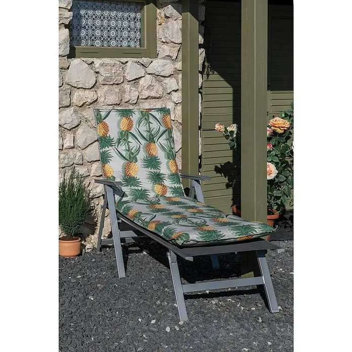 beo Gartenmöbel-Auflage Treffelstein - Liegenauflage, 1 Stk., L x B x H: 191 x 58 x 8 cm, Baumwolle, Polyester, Grün/Gelb - Entspannen Sie sich auf dieser stilvollen Liege mit Ananas-Muster. Perfekt für sonnige Tage im Garten oder auf der Terrasse, bietet sie Komfort.