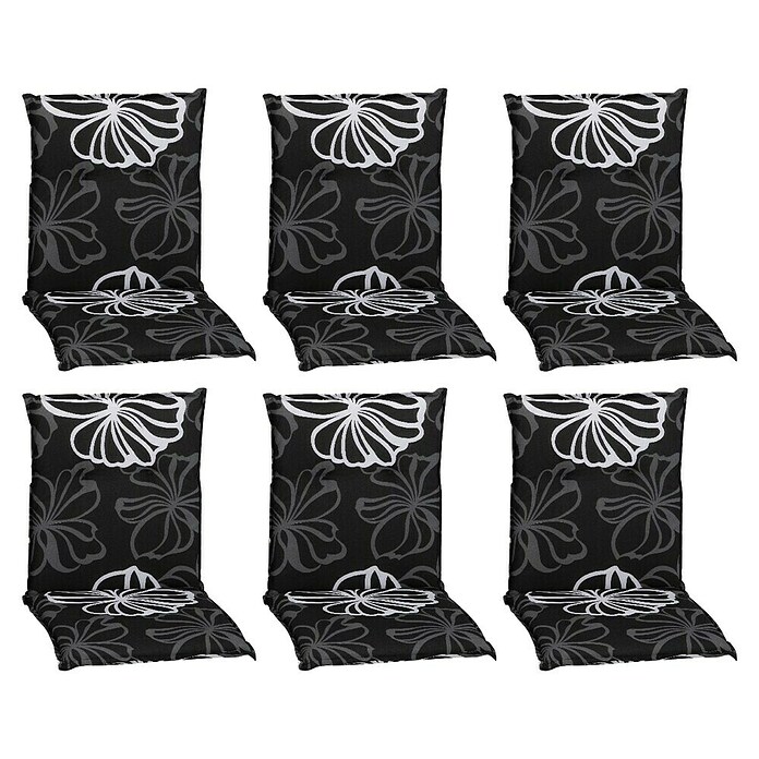 beo Gartenmöbel-Auflage Barcelona (Niederlehner, 6 Stk., L x B x H: 101 x 50 x 6 cm, 50% Baumwolle, 50% Polyester, Schwarz/Weiß) | BAUHAUS