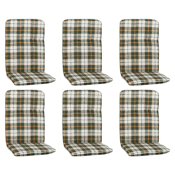 beo Gartenmöbel-Auflage Ejina - Hochlehner, 6 Stk., L x B x H: 114 x 47 x 5 cm, Baumwolle, Polyester, Hellgrün - Sechs karierte Stuhlkissen mit traditionellem Muster, ideal für Esszimmer oder Küche. Gemütliche Sitzgelegenheiten für ein stilvolles Ambiente.