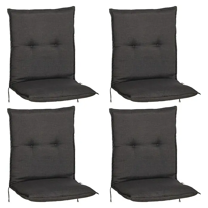 Gartenmöbel-Auflage Belsh - Niederlehner, 4 Stk., L x B x H: 118 x 50 x 6 cm, Baumwolle, Polyester, Anthrazit - Vier graue Stuhlkissen mit Rückenlehne, ideal für Gartenmöbel, bieten Komfort und Stil für den Außenbereich.