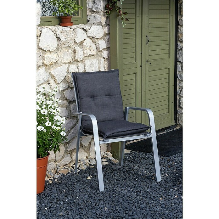 Gartenmöbel-Auflage Belsh (Niederlehner, 4 Stk., L x B x H: 118 x 50 x 6 cm, 50% aus Baumwolle/50% aus Polyester, Dunkelgrau) | BAUHAUS