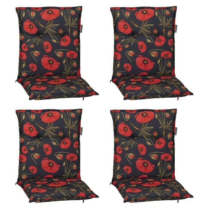 beo Gartenmöbel-Auflage Trondheim (Niederlehner, 4 Stk., L x B x H: 98 x 46 x 8 cm, 50% Baumwolle, 50% Polyester, Schwarz/Rot) | BAUHAUS