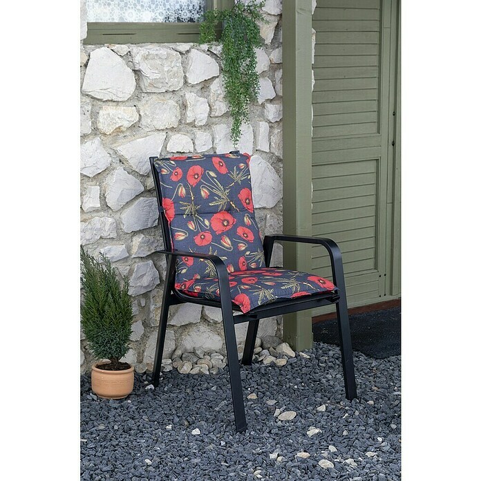 beo Gartenmöbel-Auflage Trondheim (Niederlehner, 4 Stk., L x B x H: 98 x 46 x 8 cm, 50% Baumwolle, 50% Polyester, Schwarz/Rot) | BAUHAUS