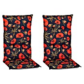beo Gartenmöbel-Auflage Trondheim (Hochlehner, 2 Stk., L x B x H: 118 x 46 x 8 cm, 50% Baumwolle, 50% Polyester, Schwarz/Rot) | BAUHAUS