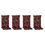 beo Gartenmöbel-Auflage Trondheim (Hochlehner, 4 Stk., L x B x H: 118 x 46 x 8 cm, 50% Baumwolle, 50% Polyester, Schwarz/Rot) | BAUHAUS