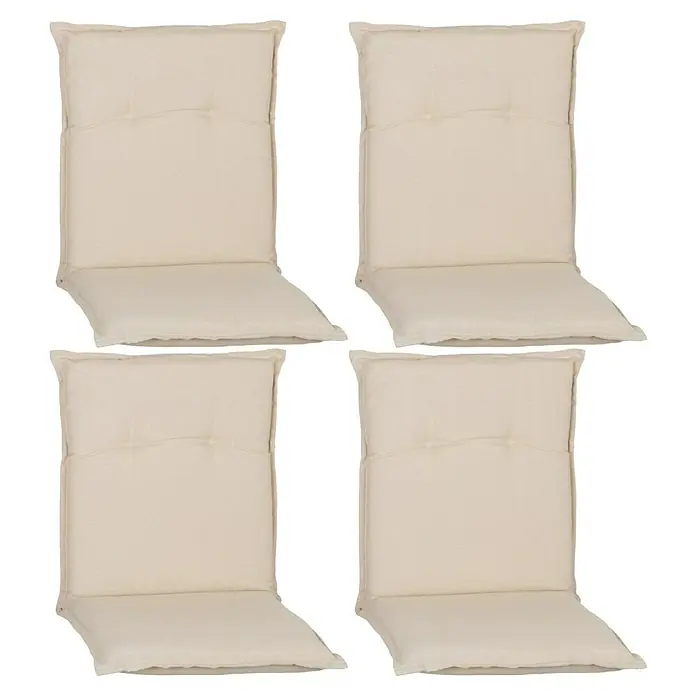 beo Gartenmöbel-Auflage Takume - Niederlehner, 4 Stk., L x B x H: 98 x 46 x 8 cm, Baumwolle, Polyester, Beige - Vier bequeme, creme-farbige Stuhlkissen für zusätzlichen Komfort und Stil in Ihrem Zuhause. Ideal für Gartenmöbel.
