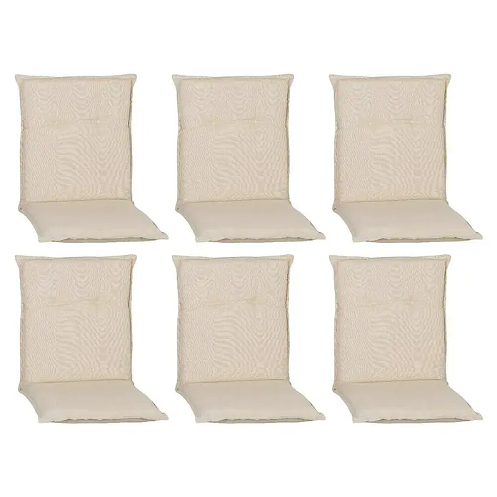 beo Gartenmöbel-Auflage Takume - Niederlehner, 6 Stk., L x B x H: 98 x 46 x 8 cm, Baumwolle, Polyester, Beige - Sechs bequeme, elfenbeinfarbene Stuhlkissen für zusätzlichen Komfort und Stil in Ihrem Essbereich oder Gartenbereich.