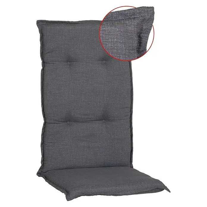 beo Gartenmöbel-Auflage Belsh - Hochlehner, 4 Stk., L x B x H: 118 x 50 x 6 cm, Baumwolle, Polyester, Grau - Ein graues, gestepptes Sitzkissen für zusätzlichen Komfort und Stil. Ideal für Stühle im Innen- und Außenbereich.