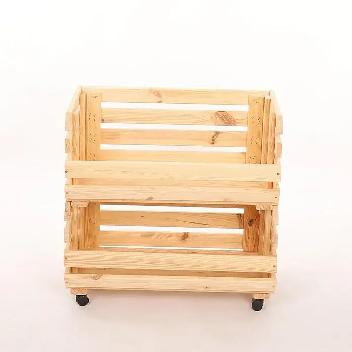 Proregal Holzregal Gemüseregal VeggieRoll mit Rollen - Anzahl Böden: 2 Stk., Schrauben, Natur