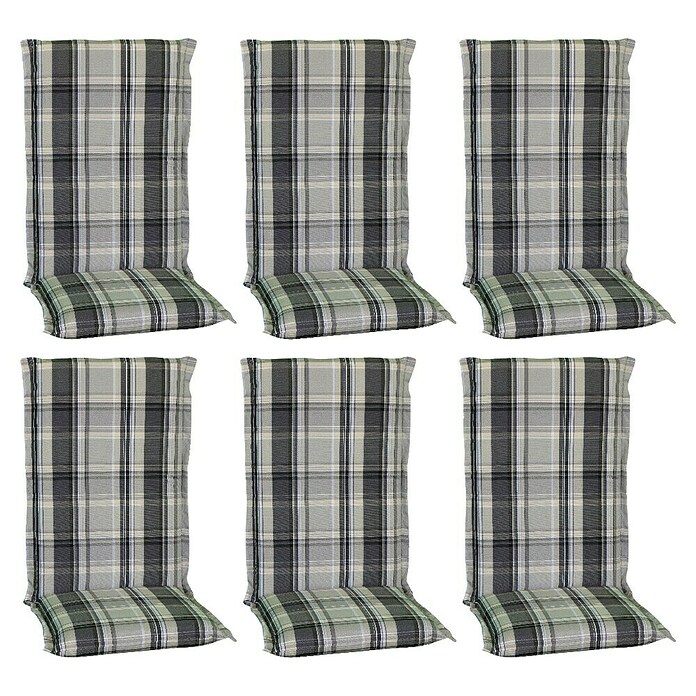 beo Gartenmöbel-Auflage D800 (Hochlehner, 6 Stk., L x B x H: 120 x 48 x 8 cm, Dralon, Polyester, Grau kariert) | BAUHAUS