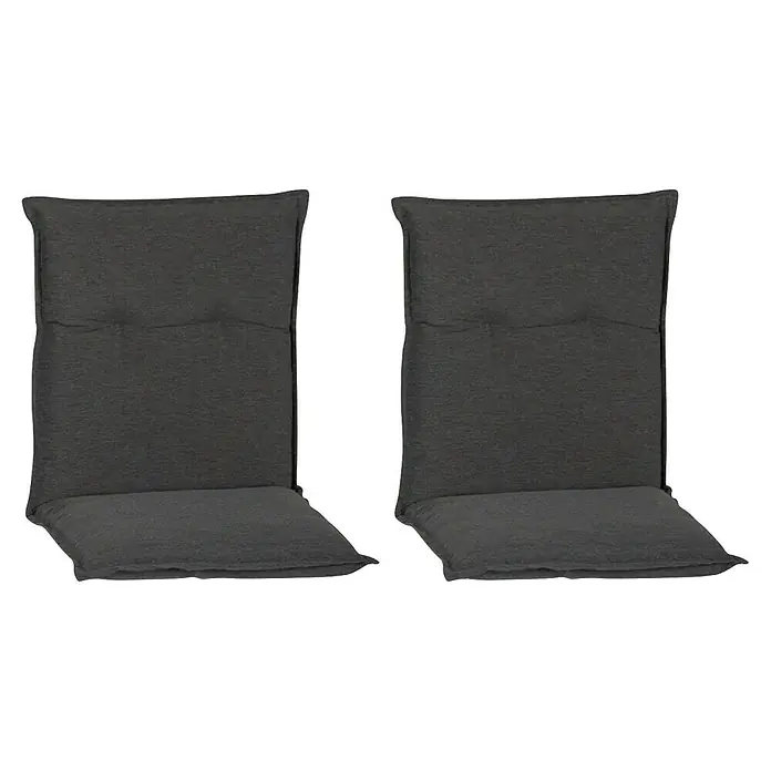 beo Gartenmöbel-Auflage Tartu - Niederlehner, 2 Stk., L x B x H: 98 x 46 x 8 cm, Polyester, Anthrazit - Zwei graue Stuhlkissen mit hoher Rückenlehne für zusätzlichen Komfort und Stil im Essbereich oder auf der Terrasse.