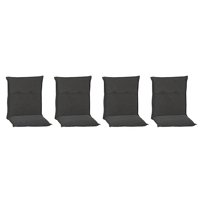 beo Gartenmöbel-Auflage Tartu - Niederlehner, 4 Stk., L x B x H: 98 x 46 x 8 cm, Polyester, Anthrazit - Hier sind vier dunkelgraue Stuhlkissen für zusätzlichen Komfort. Sie sind dick gepolstert und haben eine hohe Rückenlehne.
