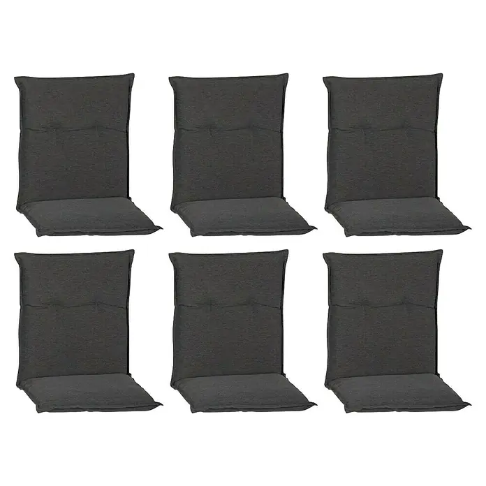 beo Gartenmöbel-Auflage Tartu - Niederlehner, 6 Stk., L x B x H: 98 x 46 x 8 cm, Polyester, Anthrazit - Sechs anthrazitfarbene Gartenstuhlauflagen für bequemes Sitzen im Freien. Die Kissen sind ideal für Gartenmöbel und bieten Komfort.