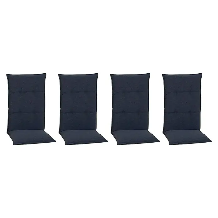 beo Gartenmöbel-Auflage Tartu - Hochlehner, 4 Stk., L x B x H: 118 x 46 x 8 cm, Dunkelgrau - Vier marineblaue, gesteppte Stuhlauflagen aus Stoff, ideal für Gartenmöbel, bieten Komfort und Stil im Freien.