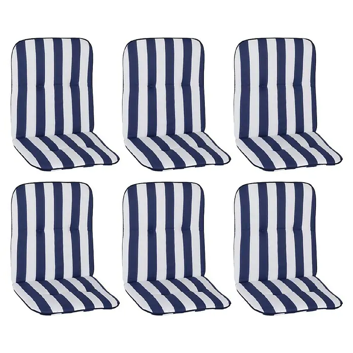 beo Gartenmöbel-Auflage Paselista - Niederlehner, 6 Stk., L x B x H: 96 x 47 x 5 cm, Baumwolle, Polyester, Blau/Weiß - Sechs gestreifte Stuhlkissen in Marineblau und Weiß. Perfekt für Gartenmöbel und verleihen jedem Außenbereich einen stilvollen Touch.