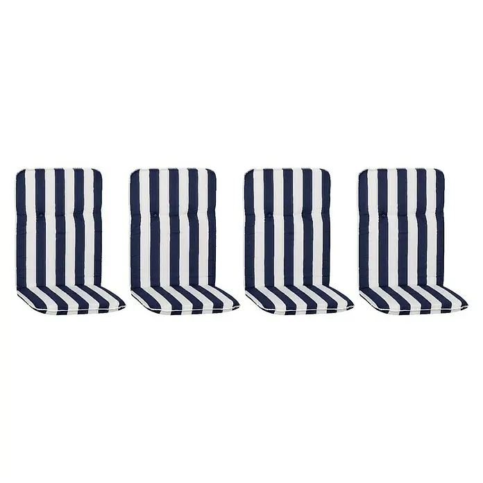 beo Gartenmöbel-Auflage Paselista - Hochlehner, 4 Stk., L x B x H: 114 x 47 x 5 cm, Blau/Weiß - Vier gestreifte Sitzkissen für Stühle in Marineblau und Weiß, ideal für den Außenbereich und zur stilvollen Aufwertung des Sitzkomforts.