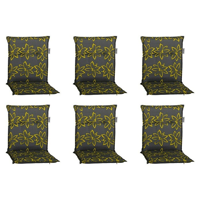 beo Gartenmöbel-Auflage Bonn (Niederlehner, 6 Stk., L x B x H: 118 x 50 x 6 cm, 50% Baumwolle, 50% Polyester, Grau/Gelb) | BAUHAUS