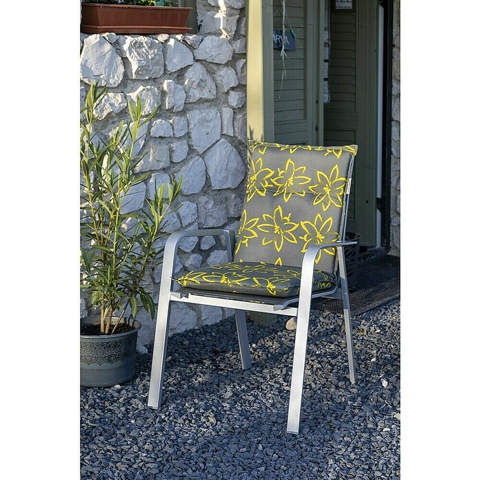 beo Gartenmöbel-Auflage Bonn (Niederlehner, 6 Stk., L x B x H: 118 x 50 x 6 cm, 50% Baumwolle, 50% Polyester, Grau/Gelb) | BAUHAUS