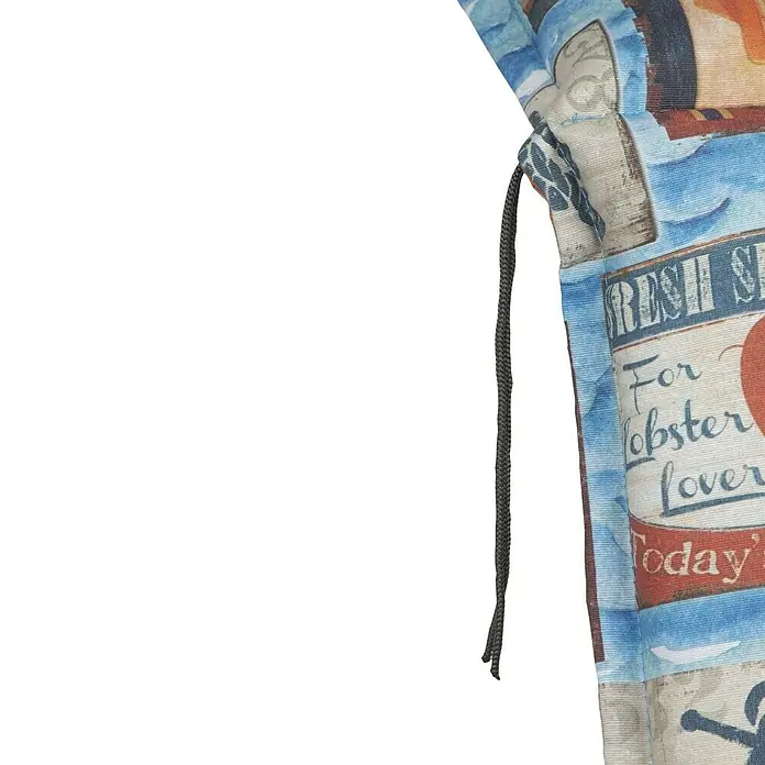 beo Gartenmöbel-Auflage Togo - Hochlehner, 6 Stk., L x B x H: 118 x 46 x 8 cm, Baumwolle, Polyester, Schaumvlies, Rot/Blau - Detailaufnahme eines Strandtaschen-Designs mit Lobster-Motiv, ideal für Liebhaber maritimer Accessoires.