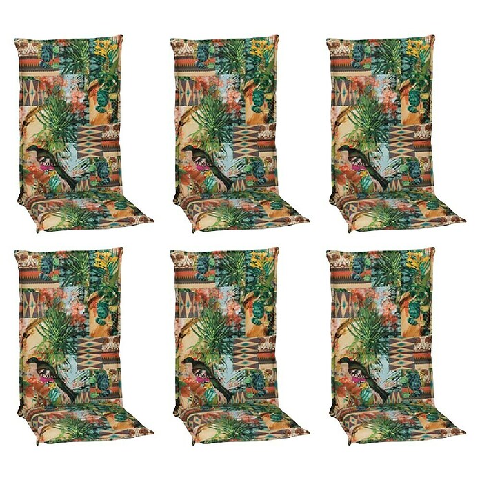 beo Gartenmöbel-Auflage Texas (Hochlehner, 6 Stk., L x B x H: 118 x 46 x 8 cm, 50% Baumwolle, 50% Polyester, Grün/Gelb/Schwarz) | BAUHAUS