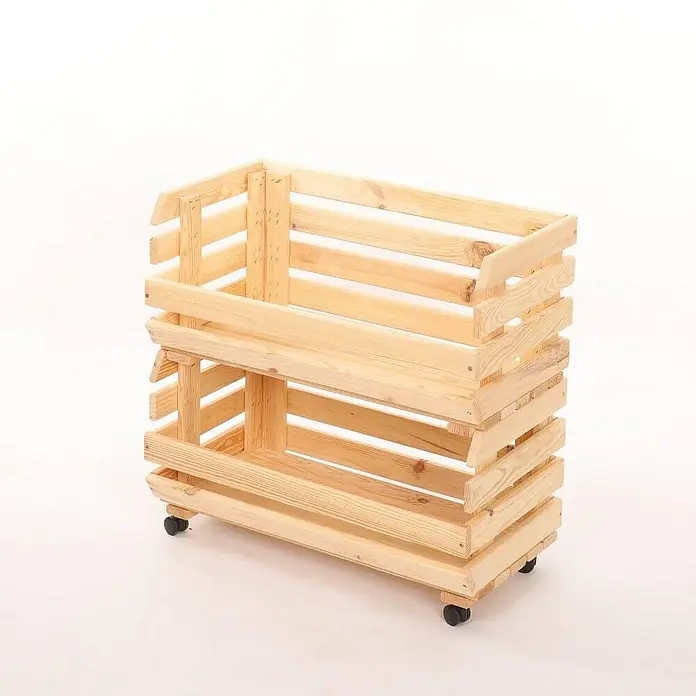 Proregal Holzregal Gemüseregal VeggieRoll mit Rollen - Anzahl Böden: 2 Stk., Schrauben, Natur