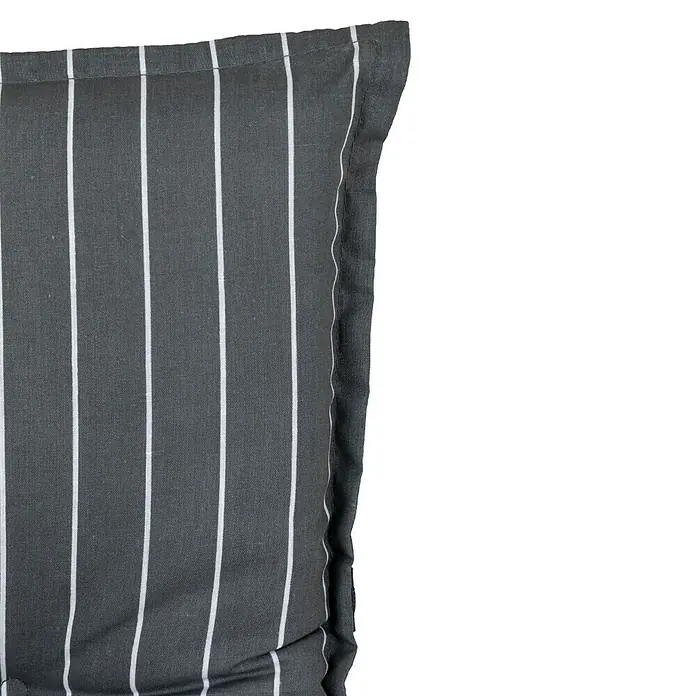 beo Gartenmöbel-Auflage Belm - Niederlehner, 6 Stk., L x B x H: 101 x 50 x 6 cm, Baumwolle, Polyester, Grau - Gestreifte graue Tischdecke, ein modernes Textilprodukt. Perfekt für Küchentische und Esstische, bietet Schutz und stilvolles Design.