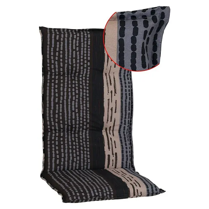 beo Gartenmöbel-Auflage Bengui - Hochlehner, 4 Stk., L x B x H: 118 x 50 x 6 cm, Grau/Braun - Gemustertes Stuhlkissen mit Streifen in Grau- und Brauntönen. Bequeme Sitzgelegenheit für Garten und Terrasse.