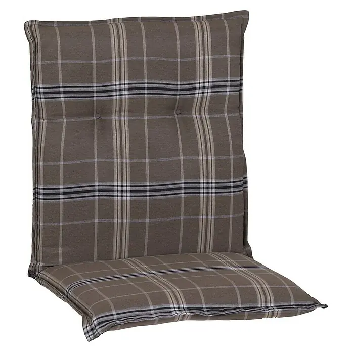 beo Gartenmöbel-Auflage Brilon - Niederlehner, 4 Stk., L x B x H: 98 x 46 x 8 cm, Baumwolle, Polyester, Braun/Schwarz - Gepolsterte Stuhlauflage mit braunem Karomuster, ideal für zusätzlichen Komfort und Stil in Ihrem Ess- oder Gartenbereich.