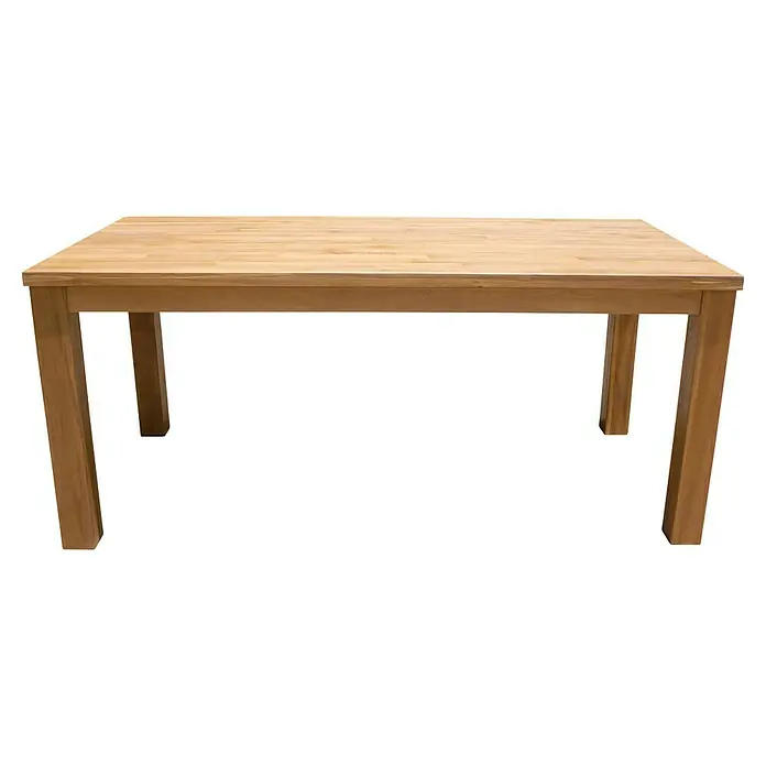 Acamp Gartenmöbel-Set Skye/Old Java - 9 -tlg., Aluminium, Akazie, Beige - Eine Nahaufnahme eines hellen Holztisches mit einer klaren, modernen Ästhetik und einer robusten Bauweise. Ideal für Esszimmer oder Küche.