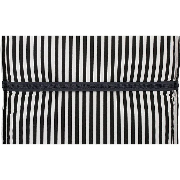 beo Gartenmöbel-Auflage Tupelo - Hochlehner, 4 Stk., L x B x H: 118 x 46 x 8 cm, Baumwolle, Polyester, Schwarz/Weiß - Gestreifter Kissenbezug in Schwarz und Weiß mit dekorativem Zierband in der Mitte für stilvolle Akzente im Wohnbereich.
