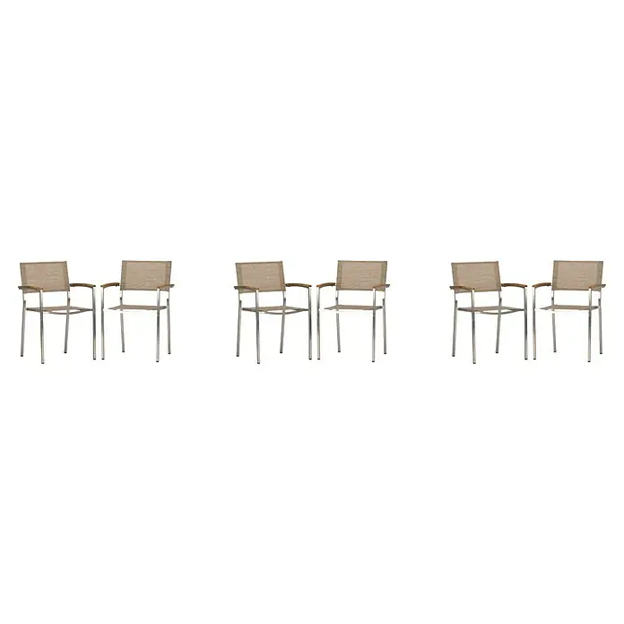 Acamp Stapelsessel Skye - 6 Stk., Stahl, Stapelbar, Beige, B x T x H: 57 x 56 x 89 cm - Die stilvollen Armlehnstühle bieten Komfort und Eleganz. Ihr Design passt zu vielen Einrichtungsstilen.