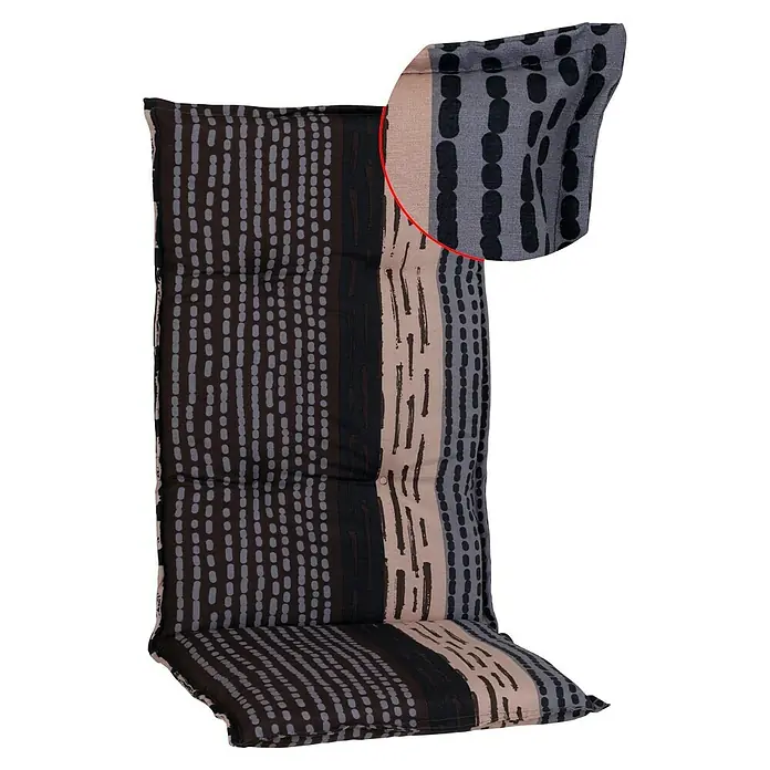 beo Gartenmöbel-Auflage Bengui - Hochlehner, 6 Stk., L x B x H: 118 x 50 x 6 cm, Grau/Braun - Ein bequemes Sitzkissen mit modernem Streifenmuster für Gartenmöbel, ideal für entspannte Stunden im Freien. Hochwertige Verarbeitung für lange Haltbarkeit.