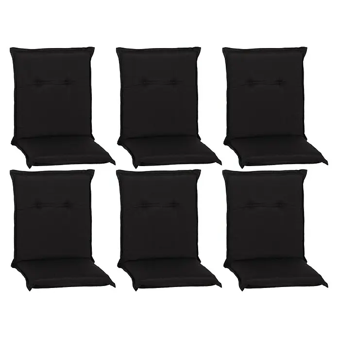 beo Gartenmöbel-Auflage Trabzon - Niederlehner, 6 Stk., L x B x H: 98 x 46 x 8 cm, Baumwolle, Polyester, Schwarz - Sechs schwarze Gartenstuhlauflagen bieten Komfort und Stil für Ihre Outdoor-Möbel. Ideal zum Entspannen im Garten.