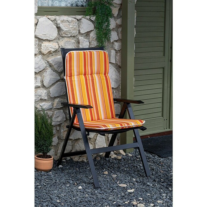 beo Gartenmöbel-Auflage Paselimra (Hochlehner, 6 Stk., L x B x H: 114 x 47 x 5 cm, 50% Baumwolle/50% Polyester, Gelb/Rot/Weiß) | BAUHAUS