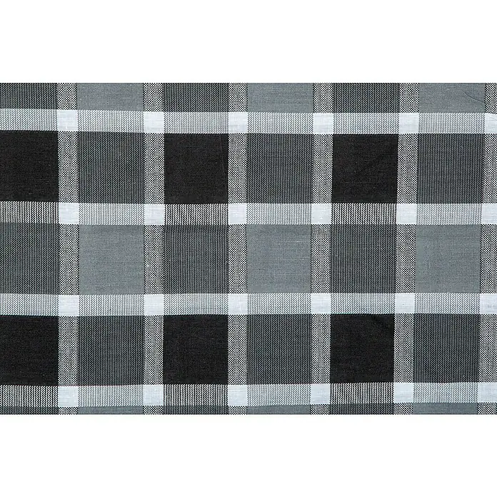 beo Gartenmöbel-Auflage Belgrad - Niederlehner, 6 Stk., L x B x H: 101 x 50 x 6 cm, Baumwolle, Polyester, Grau/Weiß - Nahaufnahme eines Stoffes mit Karomuster in Schwarz, Grau und Weiß.
