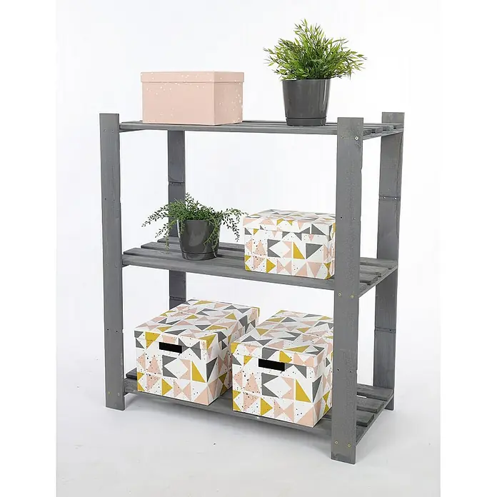 Proregal Holzregal PINEPEAK - H x B x T: 90 x 80 x 38 cm, Anzahl Böden: 3 Stk., Schrauben, Grau