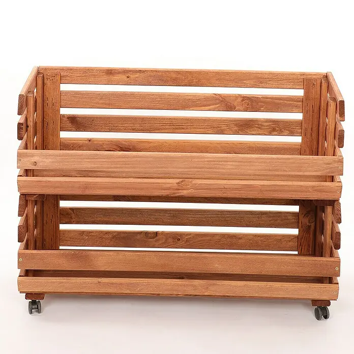 Proregal Holzregal Gemüseregal VeggieRoll mit Rollen - Anzahl Böden: 2 Stk., Schrauben, Braun