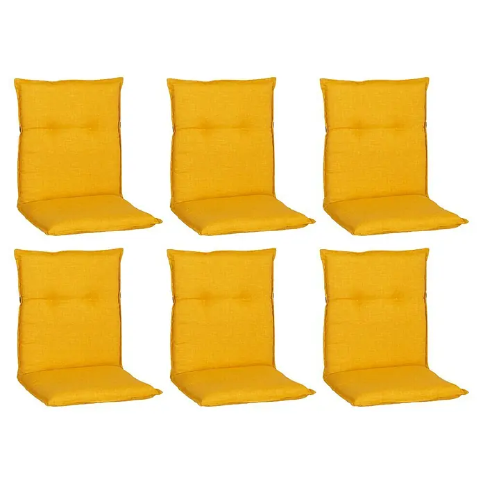 beo Gartenmöbel-Auflage Brovine - Niederlehner, 6 Stk., L x B x H: 101 x 50 x 6 cm, Baumwolle, Polyester, Gelb - Gelbe Gartenstuhlauflagen: Komfortable Sitzkissen für den Außenbereich, ideal für entspannte Stunden im Garten oder auf der Terrasse.