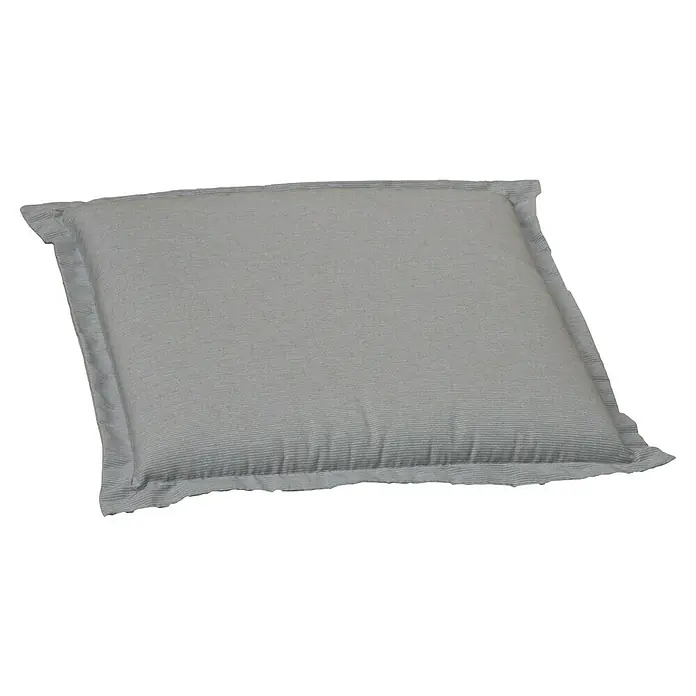 beo Gartenmöbel-Auflage P212 - Bankauflage, 4 Stk., Baumwolle, Polyester, Grau - Nahaufnahme eines grauen Sofakissen mit strukturiertem Stoffbezug und dekorativer Borte. Ein stilvolles Detail für jedes Wohnambiente.
