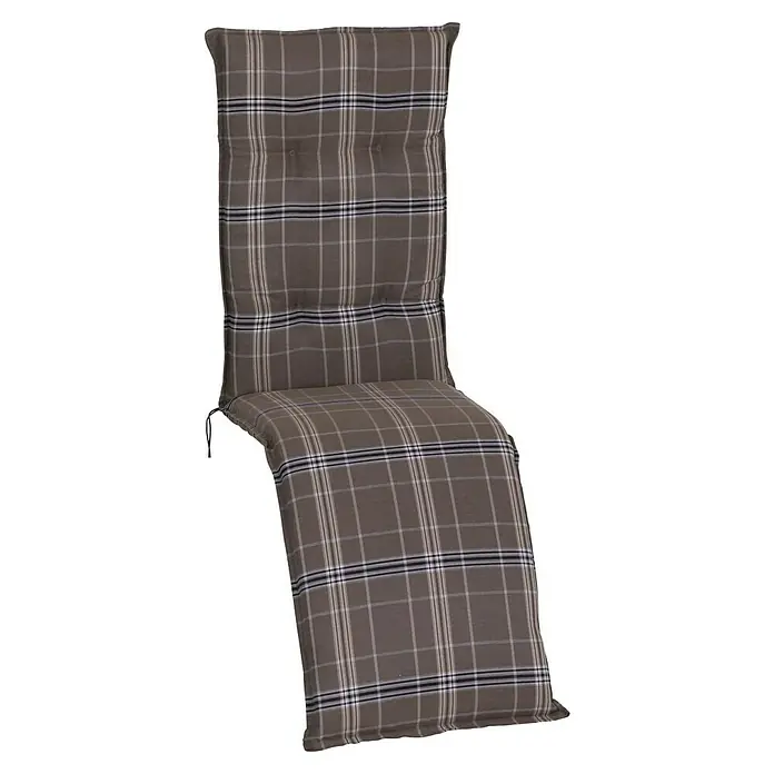 beo Gartenmöbel-Auflage Brilon - Relaxsesselauflage, 1 Stk., L x B x H: 171 x 50 x 6 cm, Baumwolle, Polyester, Braun - Eine graue Stuhlauflage mit Karomuster bietet Komfort und Stil für Ihre Gartenmöbel. Ideal für entspannte Stunden im Freien.
