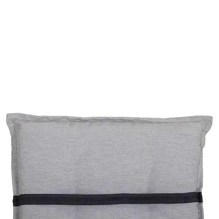 beo Gartenmöbel-Auflage Taipeh - Hochlehner, 4 Stk., L x B x H: 118 x 46 x 8 cm, Baumwolle, Polyester, Grau - Graues Kissen mit dunklem Band. Ideal für entspannte Momente im Wohnbereich, bietet Komfort und stilvolle Optik, die jedes Sofa oder Bett bereichert.