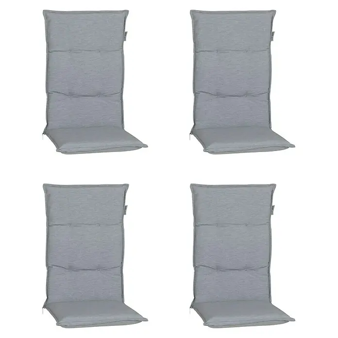 beo Gartenmöbel-Auflage Taipeh - Hochlehner, 4 Stk., L x B x H: 118 x 46 x 8 cm, Baumwolle, Polyester, Grau - Graue Gartenstuhlauflagen im 4er-Set. Perfekt für bequeme Stunden im Freien mit strapazierfähigen und stilvollen Sitzkissen.