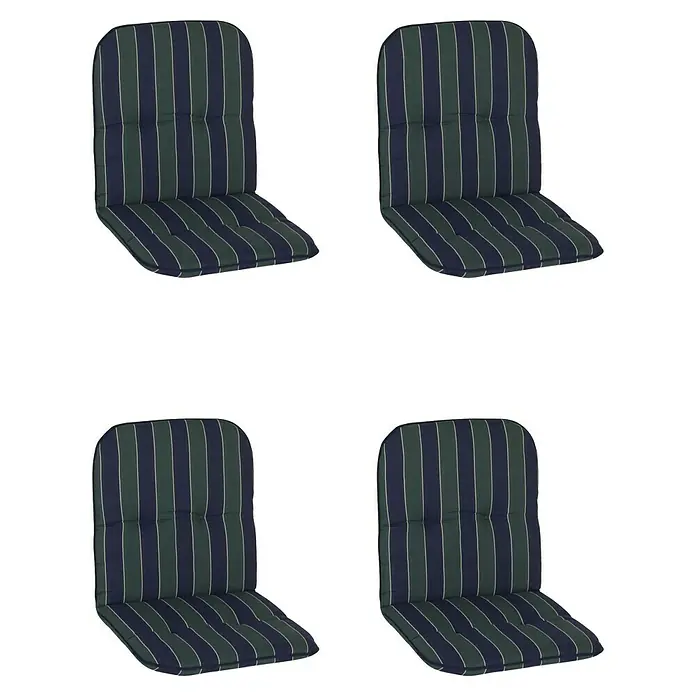 beo Gartenmöbel-Auflage Paselista - Niederlehner, 4 Stk., L x B x H: 96 x 47 x 5 cm, Baumwolle, Polyester, Blau/Grün - Vier gestreifte Outdoor-Stuhlkissen in Grün und Dunkelblau für bequemes Sitzen im Garten.