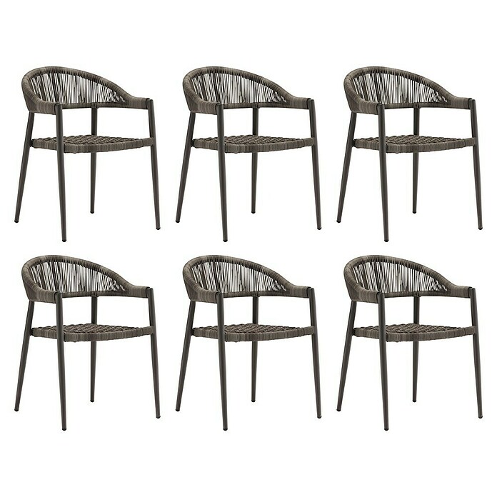 Acamp Stapelsessel Brooklyn (6 Stk., Rope-Bespannung, Stapelbar, Grau, B x T x H: 58 x 56 x 78 cm) | BAUHAUS