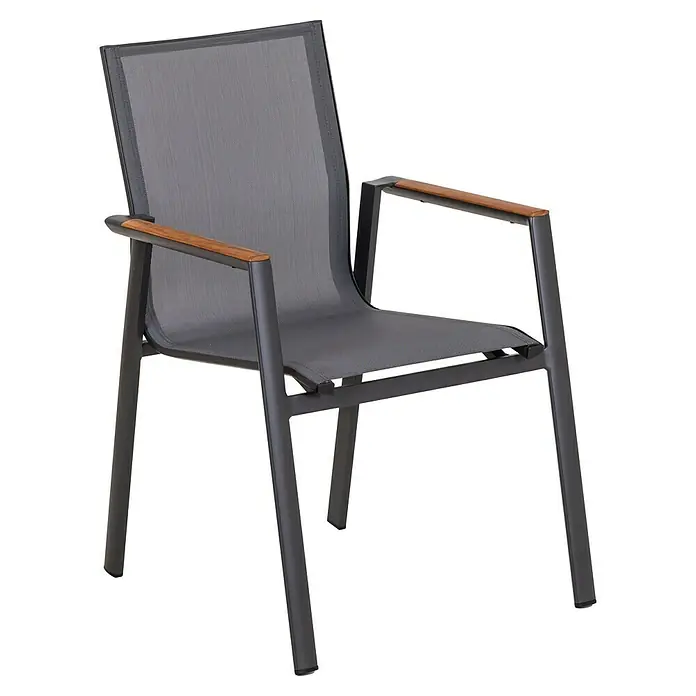 Acamp Gartenmöbel-Set Vegas/Chicago - 7 -tlg., Aluminium, Textil, Grau - Dieser stilvolle Gartenstuhl mit Armlehnen bietet Komfort und modernes Design für entspannte Stunden im Freien.