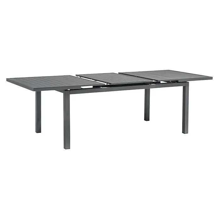 Acamp Gartenmöbel-Set Vegas/Chicago - 7 -tlg., Aluminium, Textil, Grau - Der graue Ausziehtisch hat eine moderne Optik und ist ideal für den Außenbereich geeignet, da er flexibel vergrößert werden kann.
