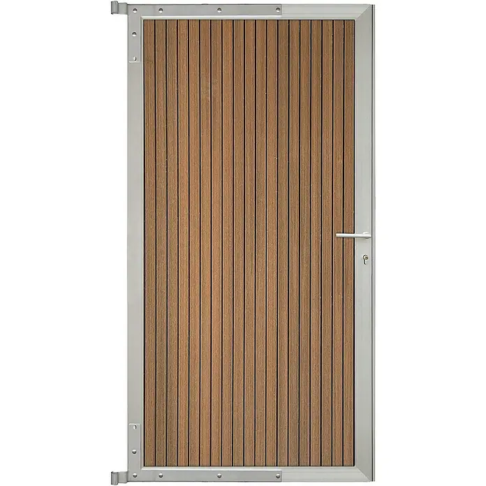 GartenLand Zauntor WPC Zaun Tor Shadowline Vertikal - 90 x 175 cm, Mahagoni, Verbundwerkstoff